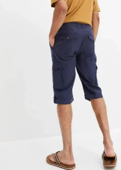 Regular Fit Cargo-Long-Bermuda aus luftigem Leinen-Mix Herren Große Größen|Shorts