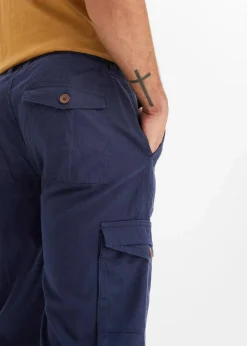 Regular Fit Cargo-Long-Bermuda aus luftigem Leinen-Mix Herren Große Größen|Shorts