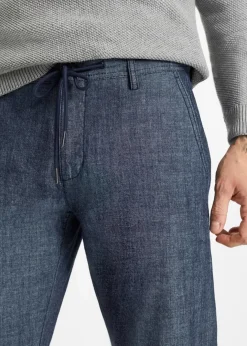Herren bonprix Große Größen|Hosen|Regular Fit Chambray-Chinohose aus reiner Baumwolle, Straight