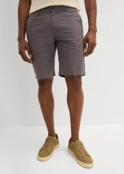 Outlet Regular Fit Chino-Bermuda aus luftigem Leinen-Mix Herren Große Größen|Shorts