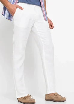 Herren bonprix Große Größen|Hosen|Regular Fit Chinohose aus reinem Leinen, Straight