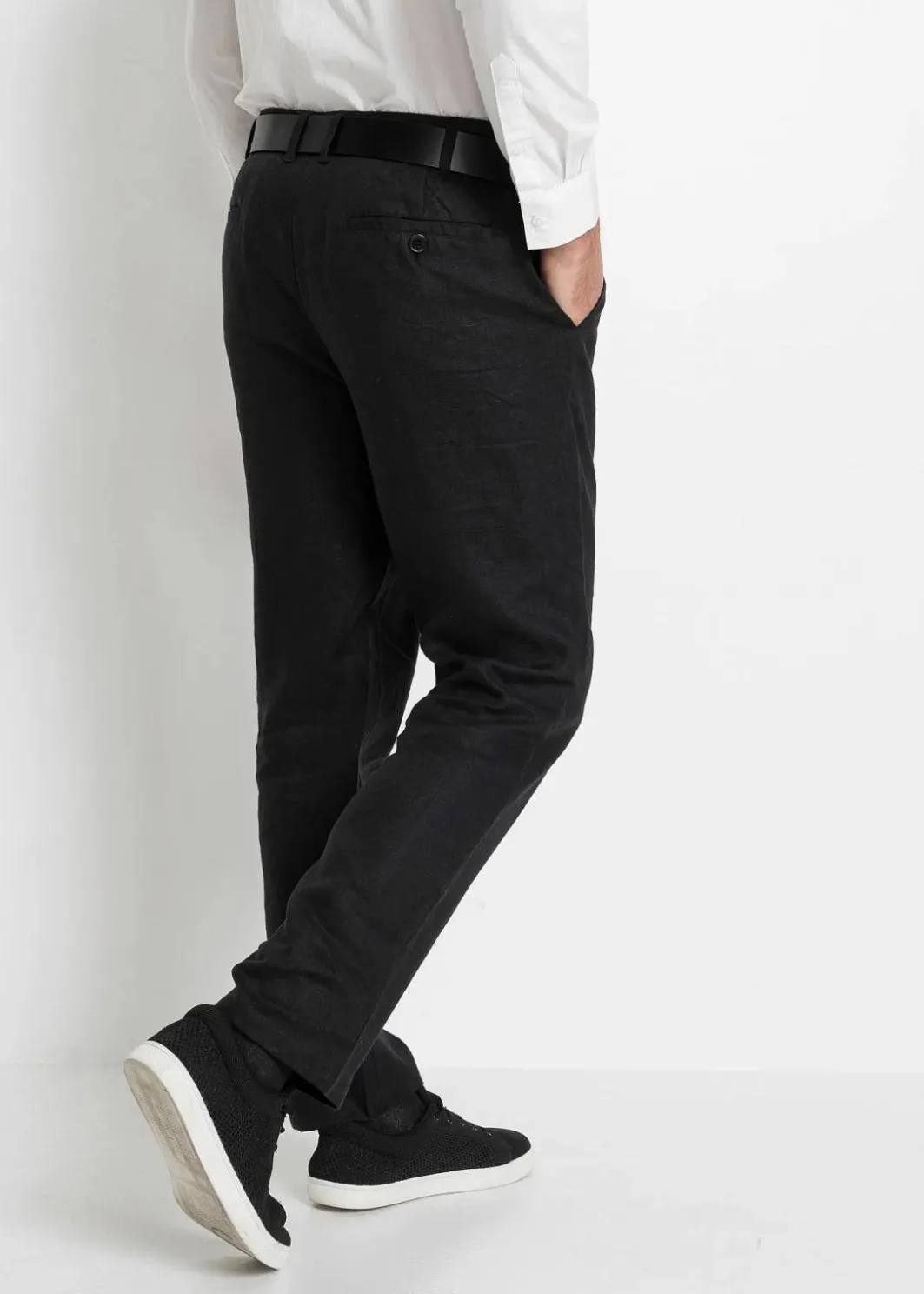 Herren bonprix Große Größen|Hosen|Regular Fit Chinohose aus reinem Leinen, Straight