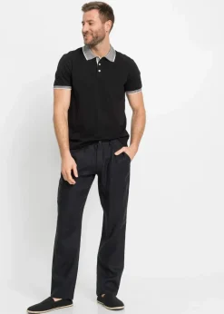 Herren bonprix Große Größen|Hosen|Regular Fit Chinohose aus reinem Leinen, Straight