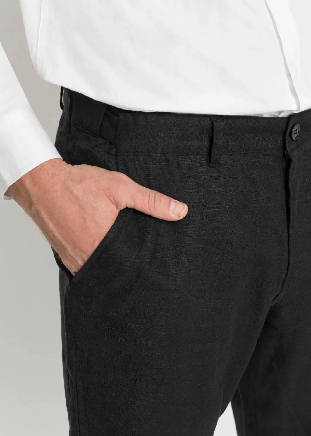 Herren bonprix Große Größen|Hosen|Regular Fit Chinohose aus reinem Leinen, Straight
