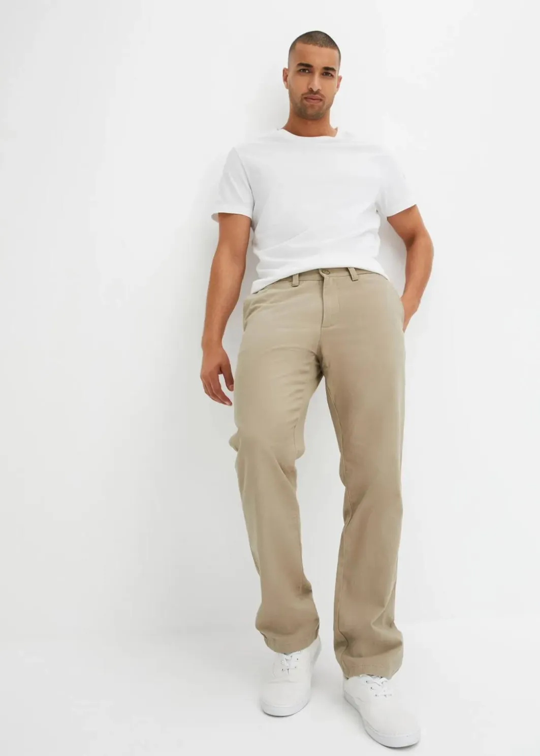 Clearance Regular Fit Chinohose aus reiner Baumwolle, Straight Herren Hosen|Basics