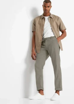 Herren bonprix Große Größen|Hosen|Regular Fit Chinohose aus luftigem Leinen-Mix, Straight