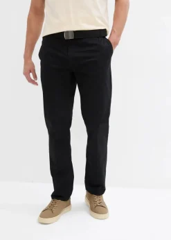 Best Regular Fit Chinohose mit Komfortbund und Gürtel, Straight Herren Große Größen|Hosen