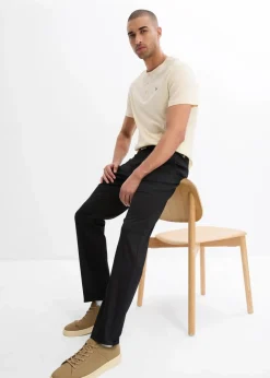 Best Regular Fit Chinohose mit Komfortbund und Gürtel, Straight Herren Große Größen|Hosen