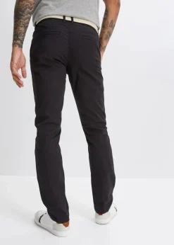 Herren bonprix Hosen|Basics|Regular Fit Chinohose mit Komfortbund und Gürtel, Straight