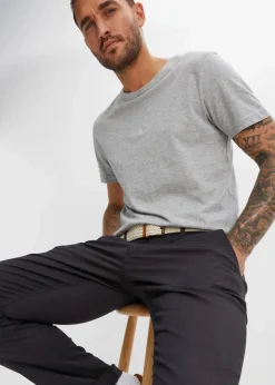Herren bonprix Hosen|Basics|Regular Fit Chinohose mit Komfortbund und Gürtel, Straight