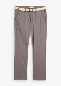 Outlet Regular Fit Chinohose mit Komfortbund und Gürtel, Straight Herren Hosen|Basics