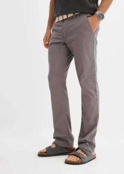 Outlet Regular Fit Chinohose mit Komfortbund und Gürtel, Straight Herren Hosen|Basics