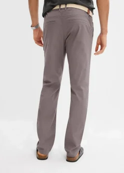 Outlet Regular Fit Chinohose mit Komfortbund und Gürtel, Straight Herren Hosen|Basics
