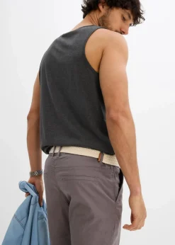 Outlet Regular Fit Chinohose mit Komfortbund und Gürtel, Straight Herren Hosen|Basics