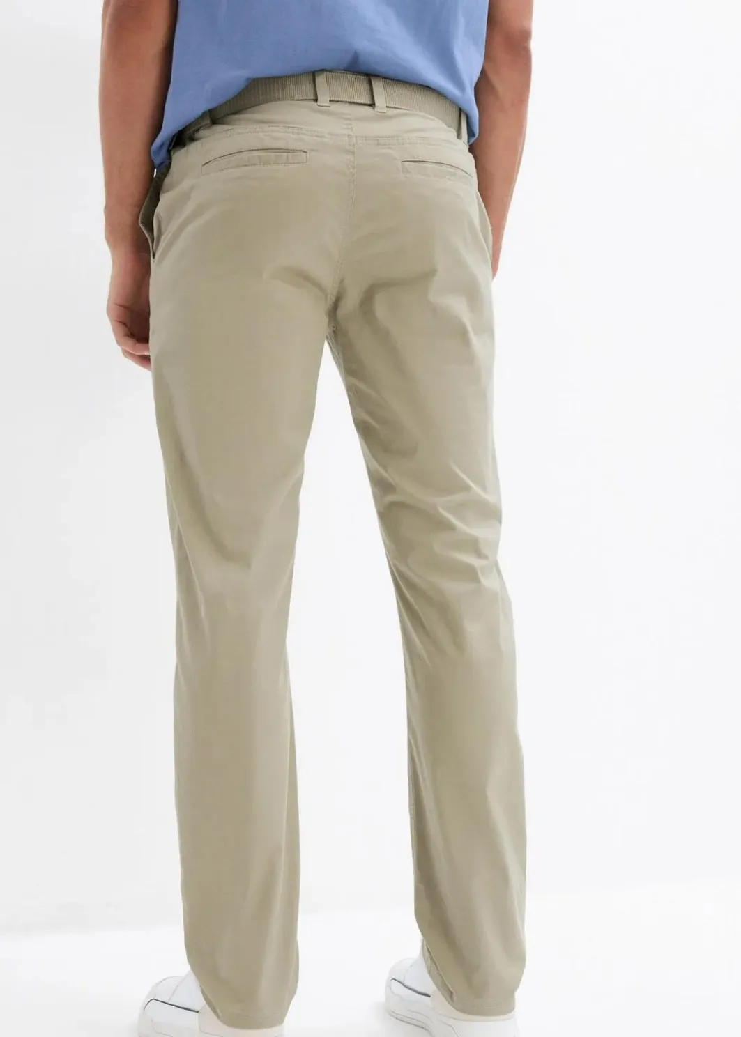 Hot Regular Fit Chinohose mit Komfortbund und Gürtel, Straight Herren Hosen|Große Größen
