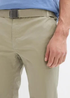 Hot Regular Fit Chinohose mit Komfortbund und Gürtel, Straight Herren Hosen|Große Größen