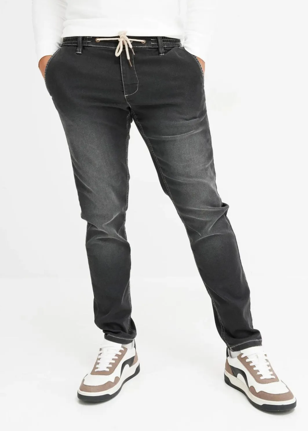Outlet Regular Fit Jeans-Jogger mit Komfortbund, Tapered Herren Jeans|Große Größen