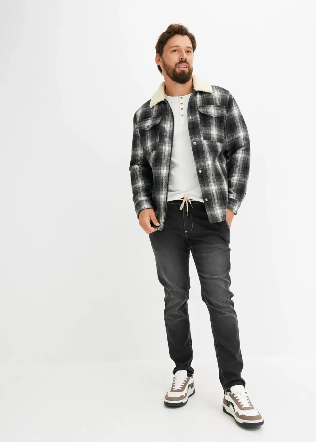 Outlet Regular Fit Jeans-Jogger mit Komfortbund, Tapered Herren Jeans|Große Größen
