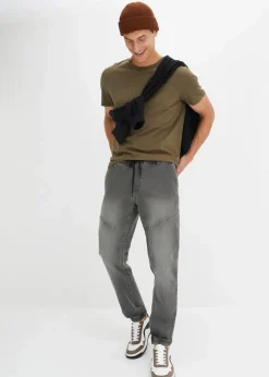 Herren bonprix Große Größen|Jeans|Regular Fit Jeans-Jogger mit Komfortbund, Straight