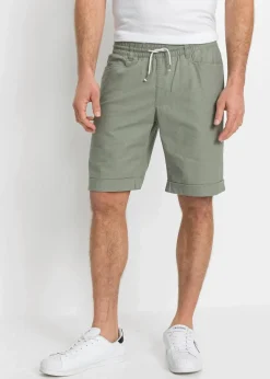 Online Regular Fit Schlupf-Bermuda aus luftigem Leinen-Mix Herren Hosen|Shorts