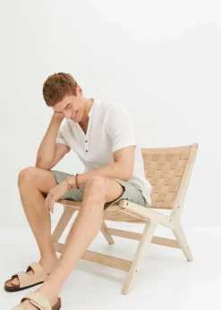 Online Regular Fit Schlupf-Bermuda aus luftigem Leinen-Mix Herren Hosen|Shorts