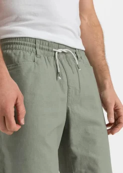 Online Regular Fit Schlupf-Bermuda aus luftigem Leinen-Mix Herren Hosen|Shorts