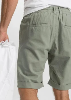 Online Regular Fit Schlupf-Bermuda aus luftigem Leinen-Mix Herren Hosen|Shorts