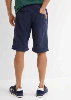 Best Regular Fit Schlupf-Bermuda aus luftigem Leinen-Mix Herren Hosen|Shorts