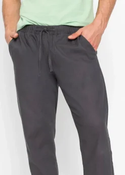 Discount Regular Fit Schlupfhose aus luftigem Leinen-Mix, Straight Herren Hosen|Große Größen
