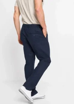 New Regular Fit Schlupfhose aus luftigem Leinen-Mix, Straight Herren Große Größen|Hosen