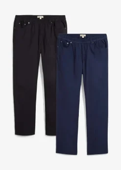 New Regular Fit Schlupfhose mit Komfortbund, Straight (2er Pack) Herren Große Größen|Hosen