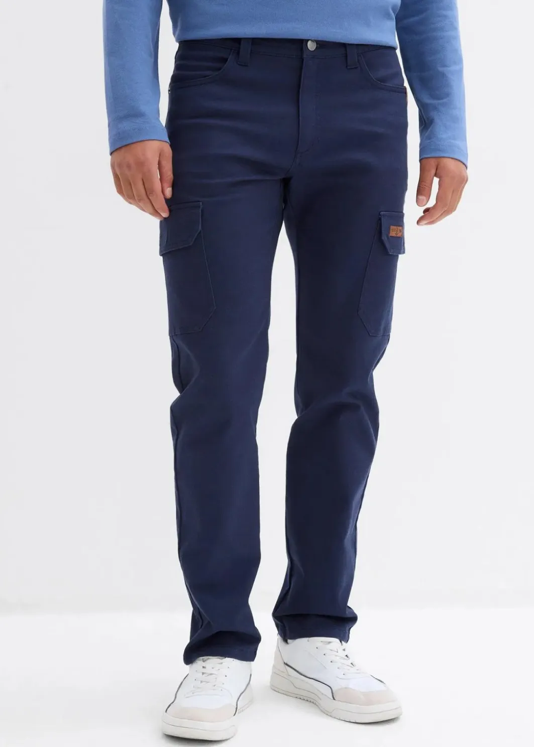 Outlet Regular Fit Stretch-Hose mit Cargotaschen, Straight Herren Hosen
