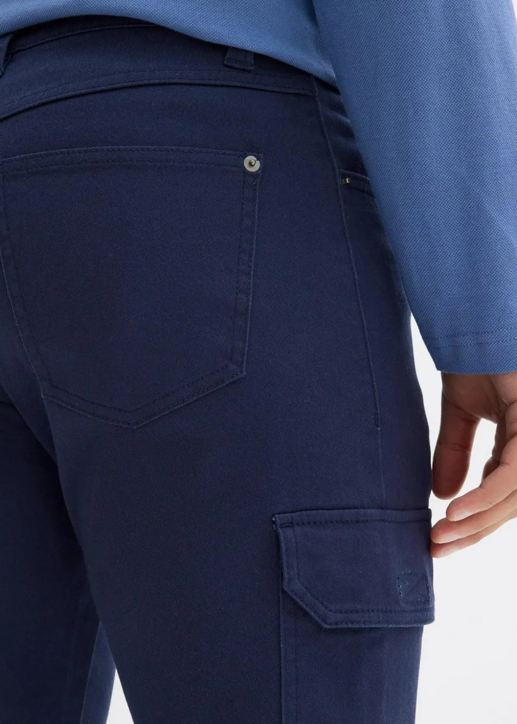 Outlet Regular Fit Stretch-Hose mit Cargotaschen, Straight Herren Hosen
