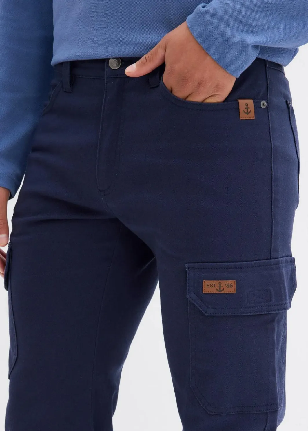 Outlet Regular Fit Stretch-Hose mit Cargotaschen, Straight Herren Hosen