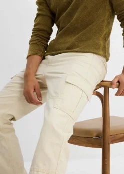 Herren bonprix Große Größen|Hosen|Relaxed Fit Cargo-Hose aus Baumwoll-Canvas, Straight