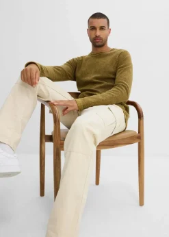 Herren bonprix Große Größen|Hosen|Relaxed Fit Cargo-Hose aus Baumwoll-Canvas, Straight