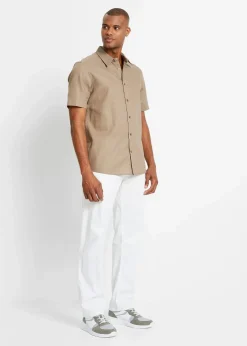Best Relaxed Fit Schlupf-Hose aus luftigem Leinen-Mix, Straight Herren Hosen|Große Größen
