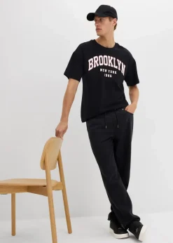 Herren bonprix Hosen|Große Größen|Relaxed Fit Schlupfhose aus reinem Baumwoll-Twill, Tapered