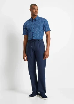 Herren bonprix Große Größen|Hosen|Relaxed Fit Schlupf-Hose aus luftigem Leinen-Mix, Straight