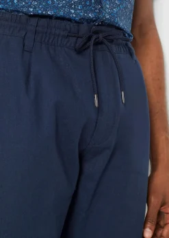 Herren bonprix Große Größen|Hosen|Relaxed Fit Schlupf-Hose aus luftigem Leinen-Mix, Straight