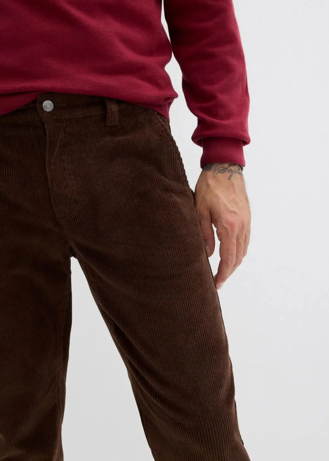 Best Relaxed Fit Stretch-Cordhose, Straight Herren Große Größen|Hosen