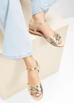 Online Riemchensandalen in Metallic-Optik Damen Sommerschuhe