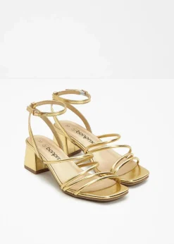 Hot Riemchensandaletten in Metallic-Optik Damen Sommerschuhe|Festliche Mode