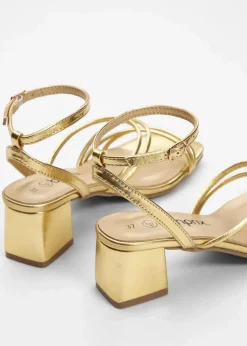 Hot Riemchensandaletten in Metallic-Optik Damen Sommerschuhe|Festliche Mode
