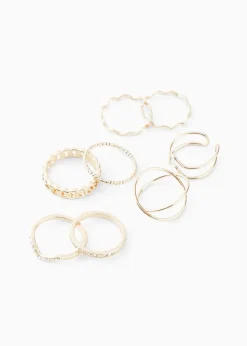 Damen bonprix Schmuck|Schuhe & Accessoires In Spezialgrößen·Schmuck|Ringset (8Pack) in vielfältigem Design