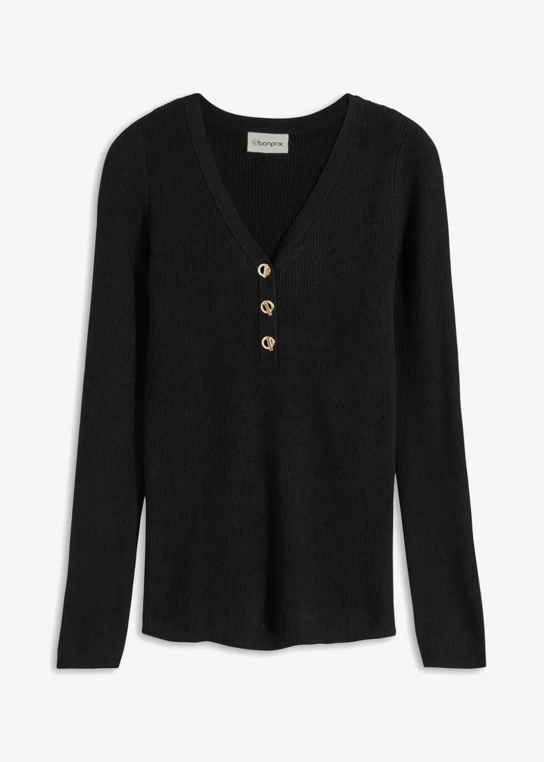 Damen bonprix Pullover & Strickjacken|Strickmode|Rippenpullover mit Viskose