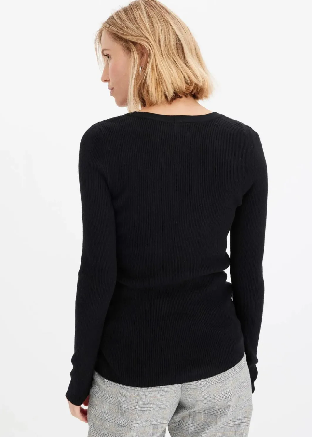 Damen bonprix Pullover & Strickjacken|Strickmode|Rippenpullover mit Viskose