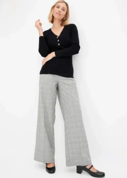 Damen bonprix Pullover & Strickjacken|Strickmode|Rippenpullover mit Viskose