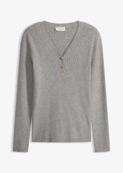 Damen bonprix Pullover & Strickjacken|Strickmode|Rippenpullover mit Viskose