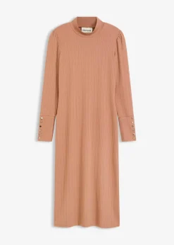 Damen bonprix Kleider|Bekleidung·Pullover & Strickjacken|Ripp-Jerseykleid aus Viskose-mix